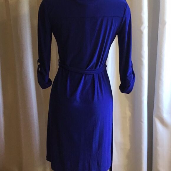 3/4 sleeve dress with belted waist in size PS in a royal blue color - Picture 12 of 16